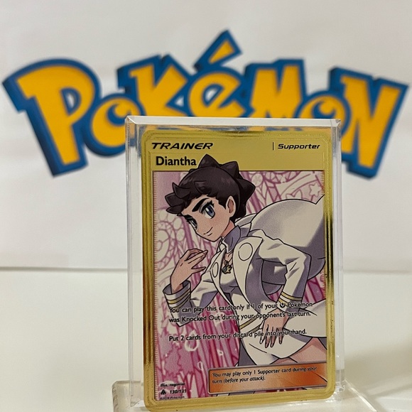Pokémon Diantha - 130/131 - Sun & Moon Metal Gold Card Fan Art - Picture 2 of 3